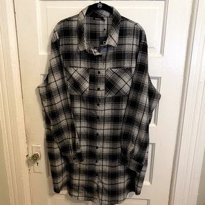 Boohoo Plus Check Oversized Shirt Dress